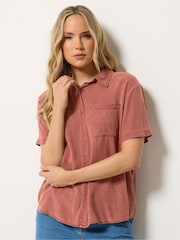 Long Tall Sally Orange Acid Wash Pocket Shirt - Image 1 of 5