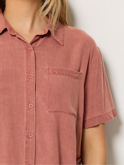Long Tall Sally Orange Acid Wash Pocket Shirt - Image 4 of 5