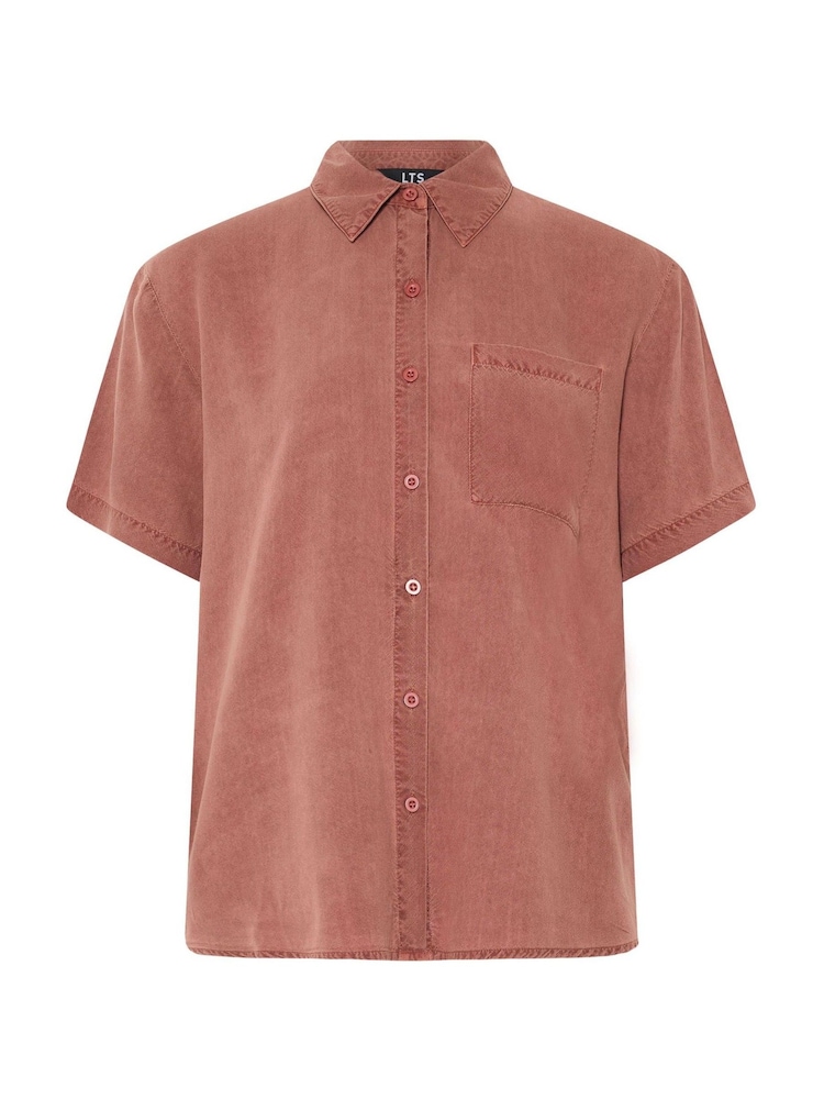 Long Tall Sally Orange Acid Wash Pocket Shirt - Image 5 of 5