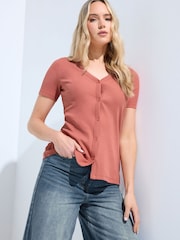 Long Pink Button Through T-Shirt - Image 1 of 2