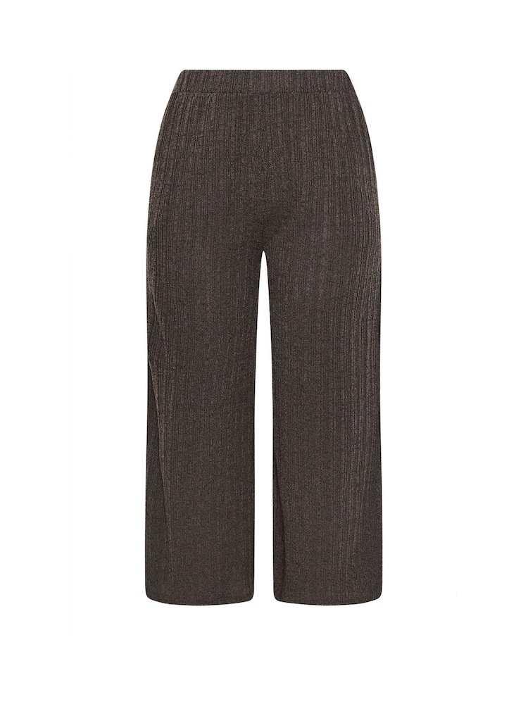 Yours Curve Brown Knitted Wide Leg Trousers - Image 5 of 5