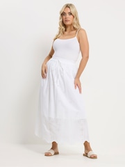 Yours Curve White Broderie Maxi Skirt - Image 2 of 4