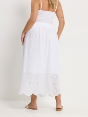 Yours Curve White Broderie Maxi Skirt - Image 3 of 4