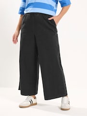 Yours Curve Black Pull On Wide Leg Jeans - Image 1 of 5