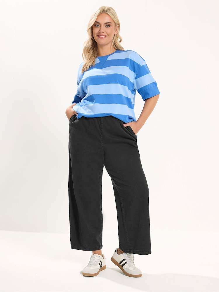 Yours Curve Black Pull On Wide Leg Jeans - Image 2 of 5 Yours Curve Black Pull On Wide Leg Jeans - Image 2 of 5