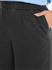 Yours Curve Black Pull On Wide Leg Jeans - Image 4 of 5