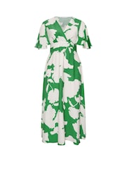 グリーン - Yours Curve London Linen Look Kimono Maxi Wrap Dress - 画像 3 / 3