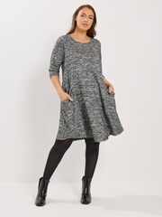 Yours Curve Grey Soft Touch Drape Pocket Dress - Image 1 of 5