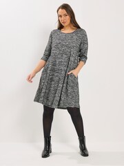 Yours Curve Grey Soft Touch Drape Pocket Dress - Image 2 of 5