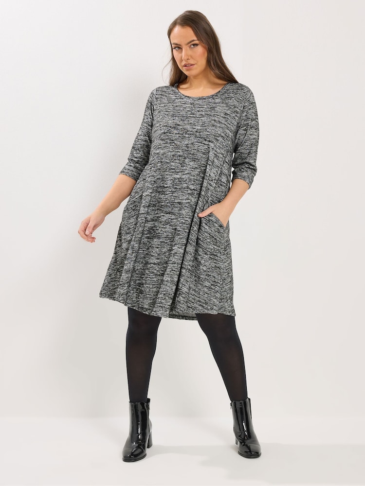 Yours Curve Grey Soft Touch Drape Pocket Dress - Image 2 of 5