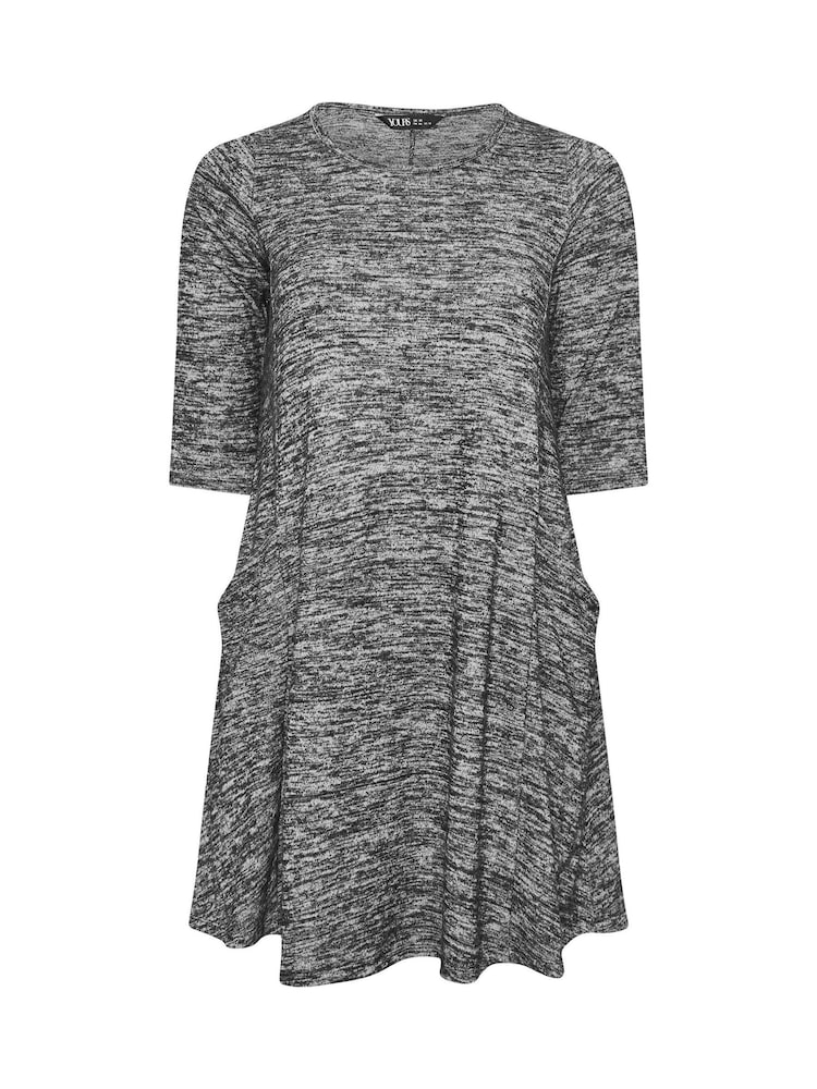 Yours Curve Grey Soft Touch Drape Pocket Dress - Image 5 of 5