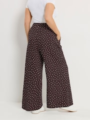 Yours Curve Brown Crinkle Wide Leg Trousers - Image 3 of 4