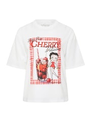 Yours Curve White Limited Betty Boop Cherry T-Shirt - Image 4 of 5