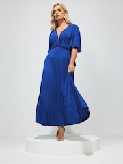Plavo - Yours Curve London Pleated Knot Angel Sleeve Maxi Dress - Slika 2 od 5