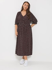 Yours Curve Brown Raglan Prairie Dress - Image 3 of 5