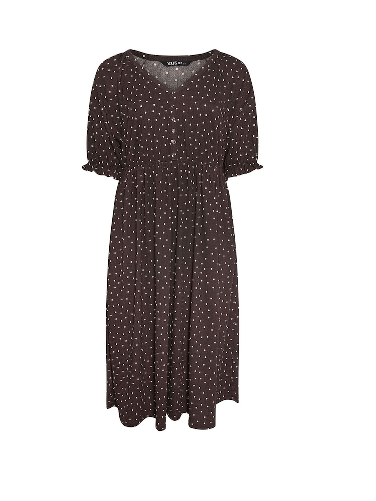Yours Curve Brown Raglan Prairie Dress - Image 5 of 5