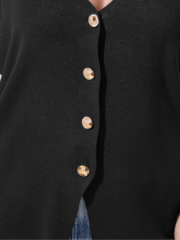 Yours Curve Limited Double Button Knitted Top - Imaginea 5 din 5