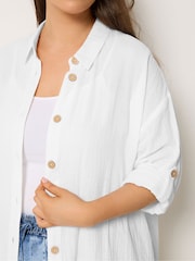 Yours Curve White Cheesecloth Shirt - Image 4 of 5