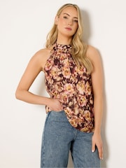 Long Brown Satin Halterneck Top - Image 1 of 4