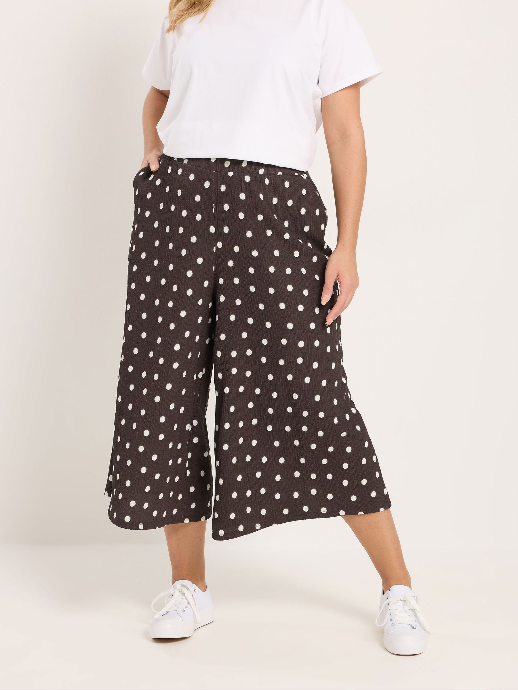 Yours Curve Women's Brown Jersey Culotte Trousers - Image 2