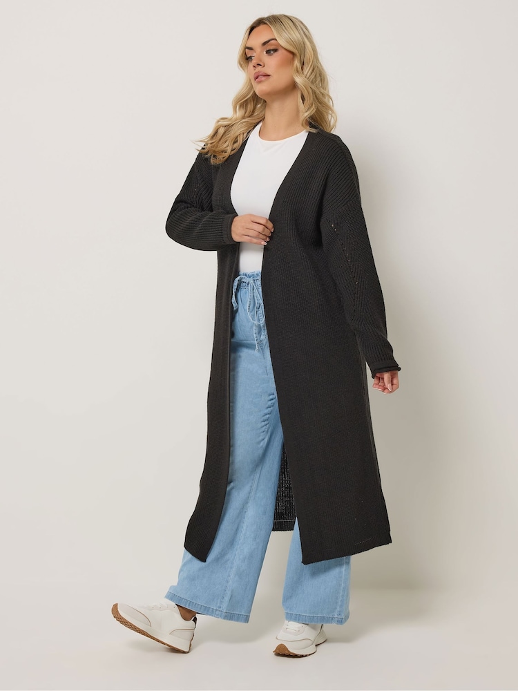 Yours Curve Black Maxi Length Cardigan - Image 1 of 5