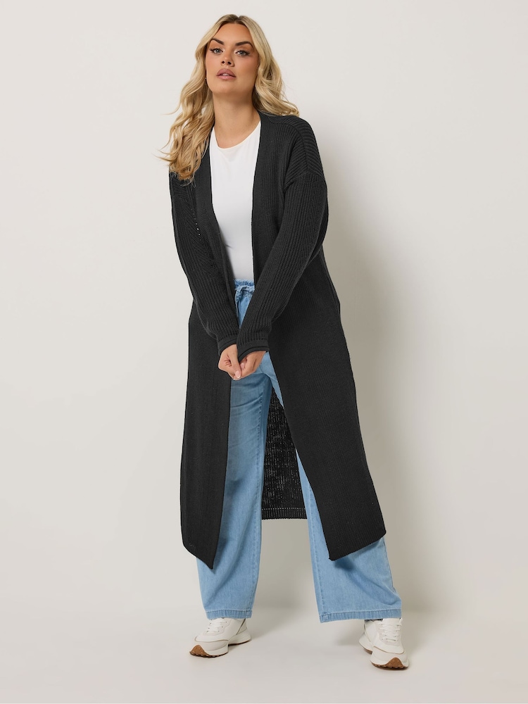 Yours Curve Black Maxi Length Cardigan - Image 2 of 5