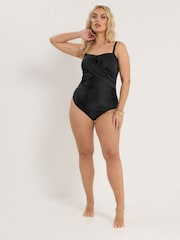 Yours Curve Black Super Sculpt Bandeau Swimsuit - Image 4 of 7