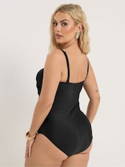 Yours Curve Black Super Sculpt Bandeau Swimsuit - Image 5 of 7