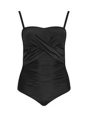 Yours Curve Black Super Sculpt Bandeau Swimsuit - Image 6 of 7