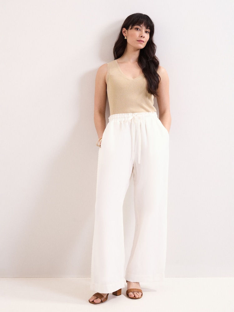 Phase Eight White Rowan Linen Trousers - Image 1 of 6