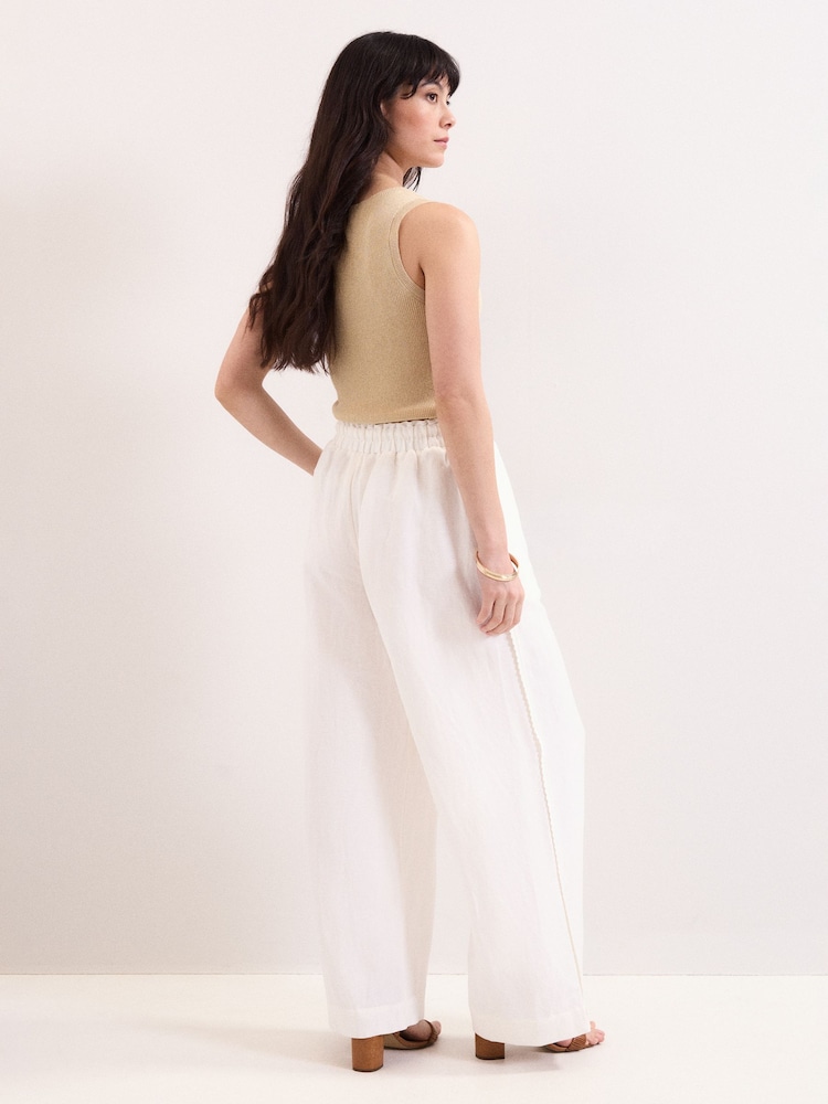 Phase Eight White Rowan Linen Trousers - Image 2 of 6