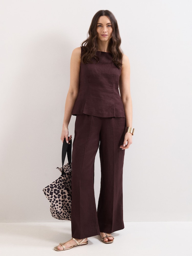 Phase Eight Brown Petite Zoey Trousers - Image 1 of 6 Phase Eight Brown Petite Zoey Trousers - Image 1 of 6