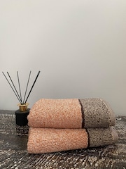 Casa Lusso Set of 2 Bisan Brown Quadro Plural 100 Turkish Cotton Luxury Hand Towels - Image 1 of 4