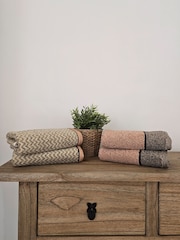 Casa Lusso Set of 2 Bisan Brown Quadro Plural 100 Turkish Cotton Luxury Hand Towels - Image 4 of 4