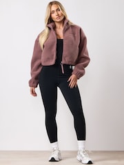 Marron - Polaire Raccourci Gym King Linear Borg à fermeture éclair intégrale - Image 1 de 3