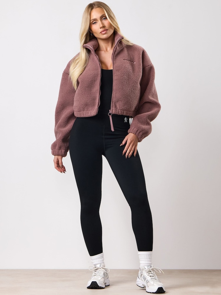 Marron - Polaire Raccourci Gym King Linear Borg à fermeture éclair intégrale - Image 1 de 3