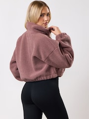 Marron - Polaire Raccourci Gym King Linear Borg à fermeture éclair intégrale - Image 2 de 3