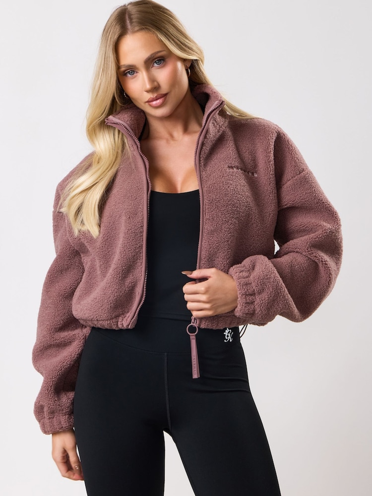 Marron - Polaire Raccourci Gym King Linear Borg à fermeture éclair intégrale - Image 3 de 3