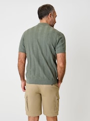 Saltwell Green Ribbed Short Sleeve Cotton Polo Shirt - Image 2 of 8