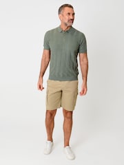 Saltwell Green Ribbed Short Sleeve Cotton Polo Shirt - Image 3 of 8