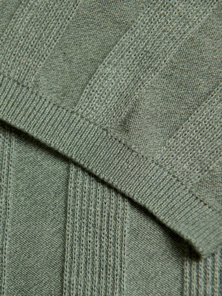 Saltwell Green Ribbed Short Sleeve Cotton Polo Shirt - Image 8 of 8