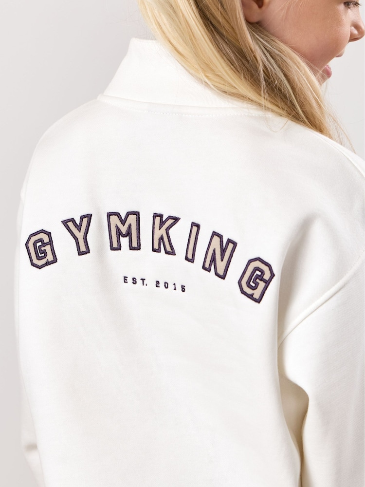 Gym King White Shadow 1/4 Zip Funnel Jumper - Image 4 of 4