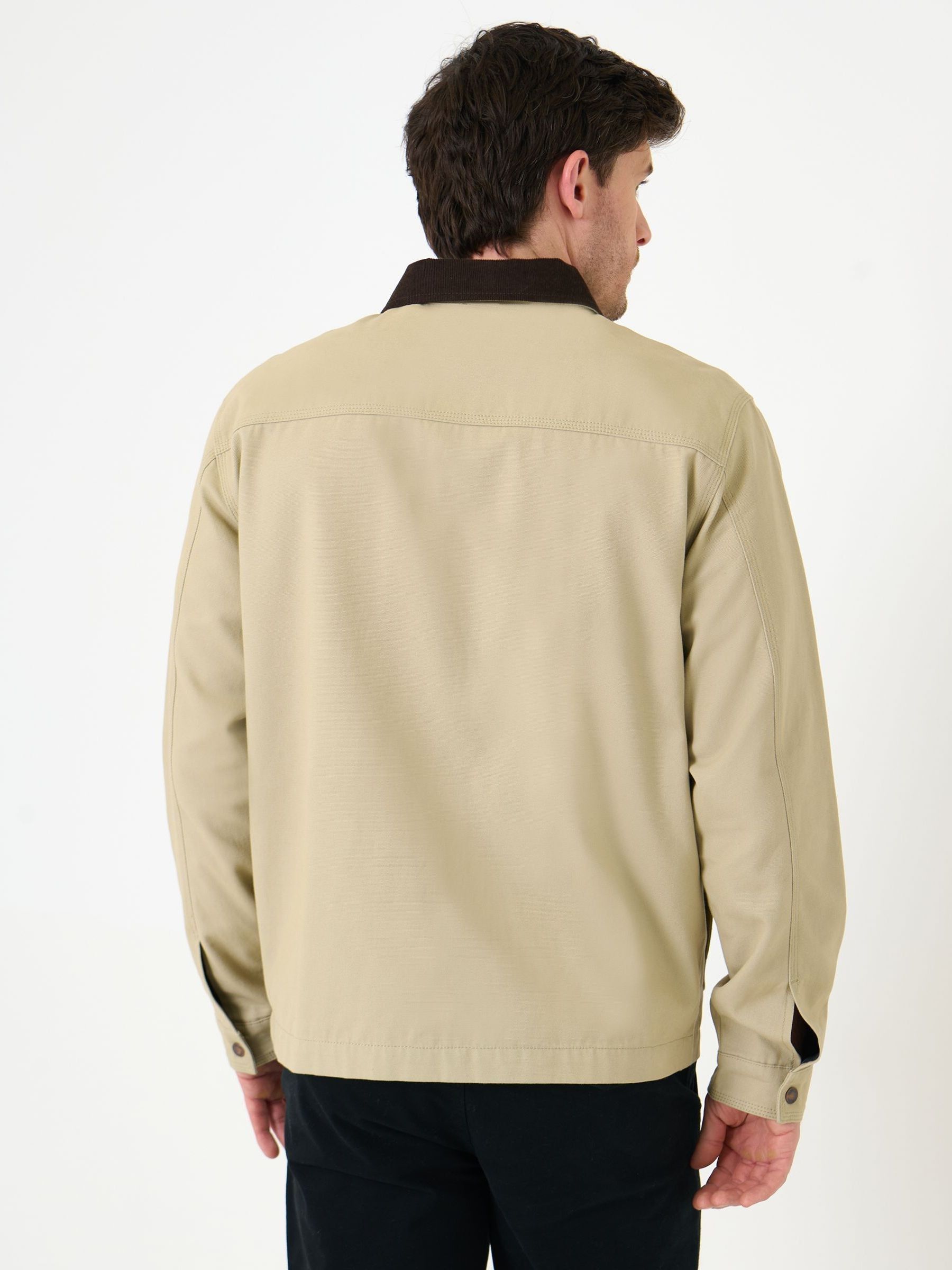 Buy Saltwell Brown Cotton Canvas Jacket With Cord Collar from Next USA