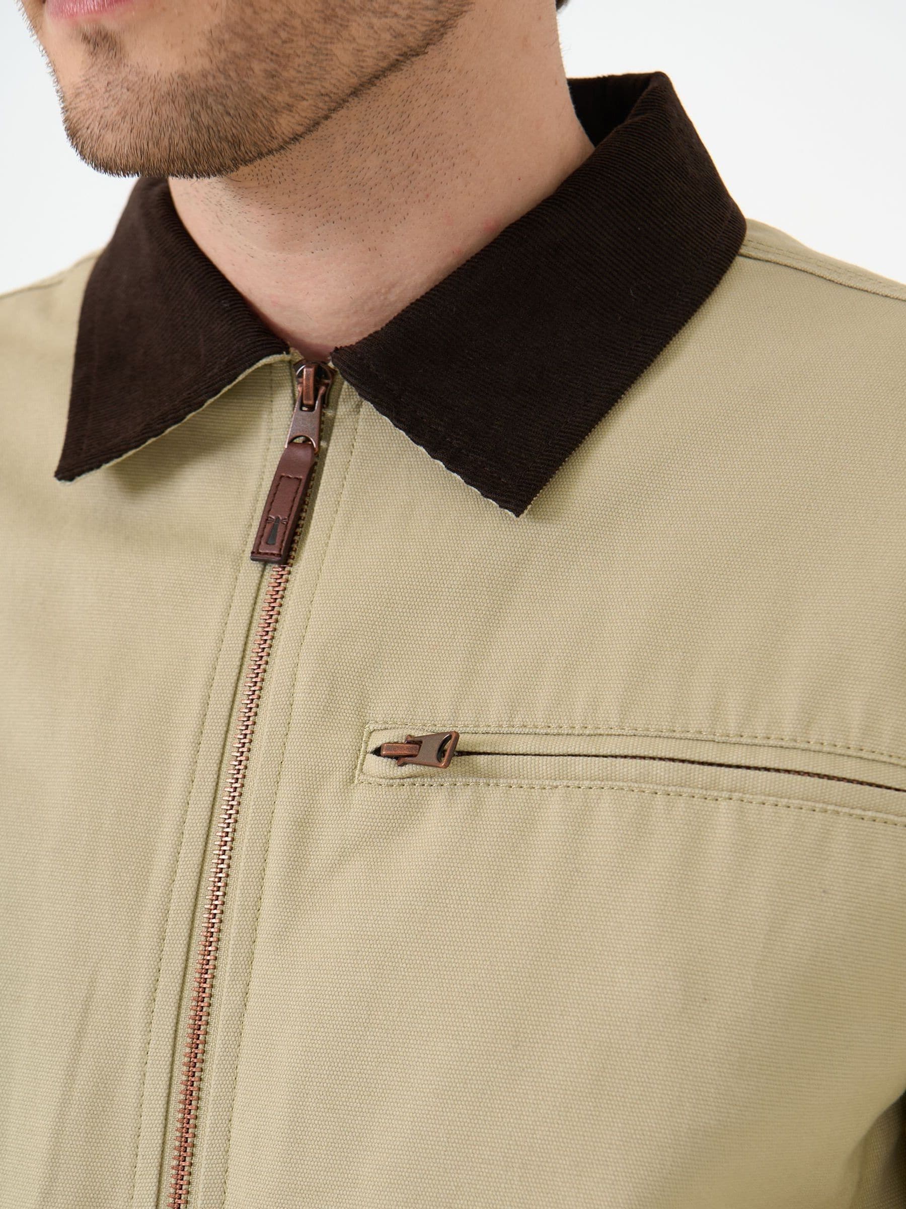 Buy Saltwell Brown Cotton Canvas Jacket With Cord Collar from Next USA