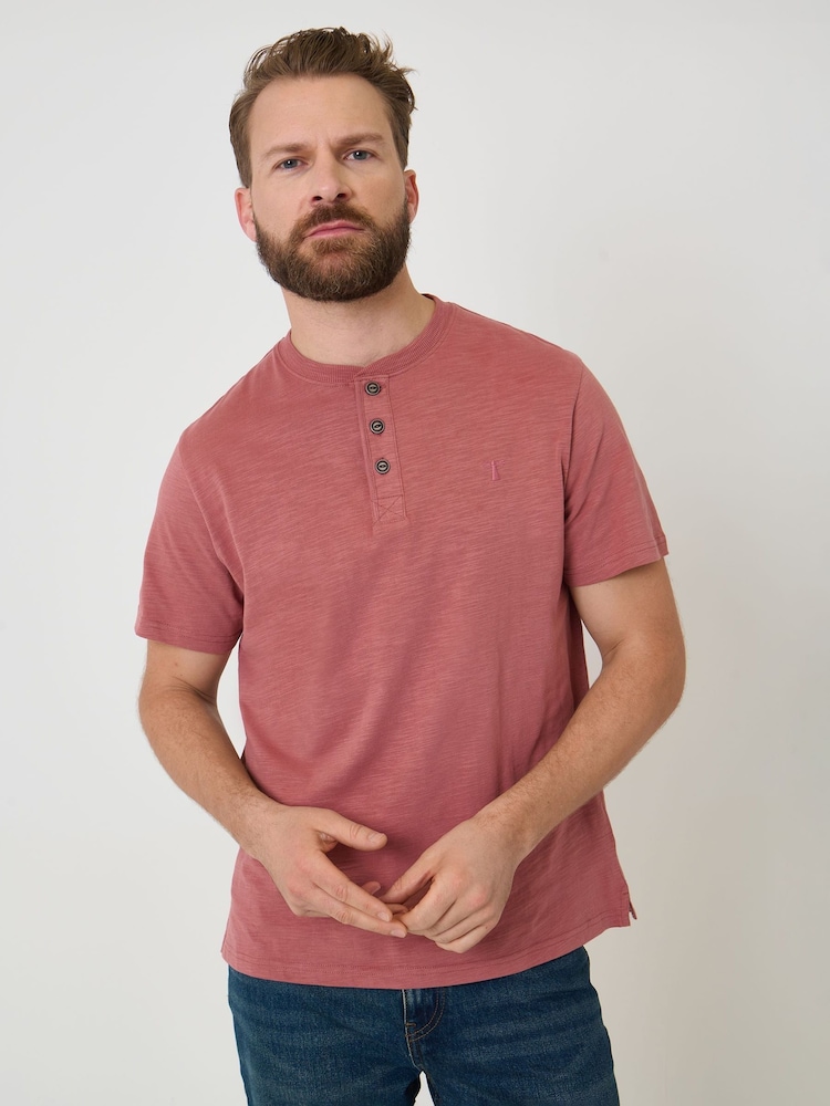 Saltwell Pink Peached Cotton Grandad T-Shirt - Image 1 of 5
