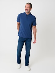 Saltwell Blue Dyed Cotton Short Sleeve Polo Shirt - Image 3 of 4