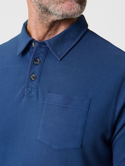 Saltwell Blue Dyed Cotton Short Sleeve Polo Shirt - Image 4 of 4