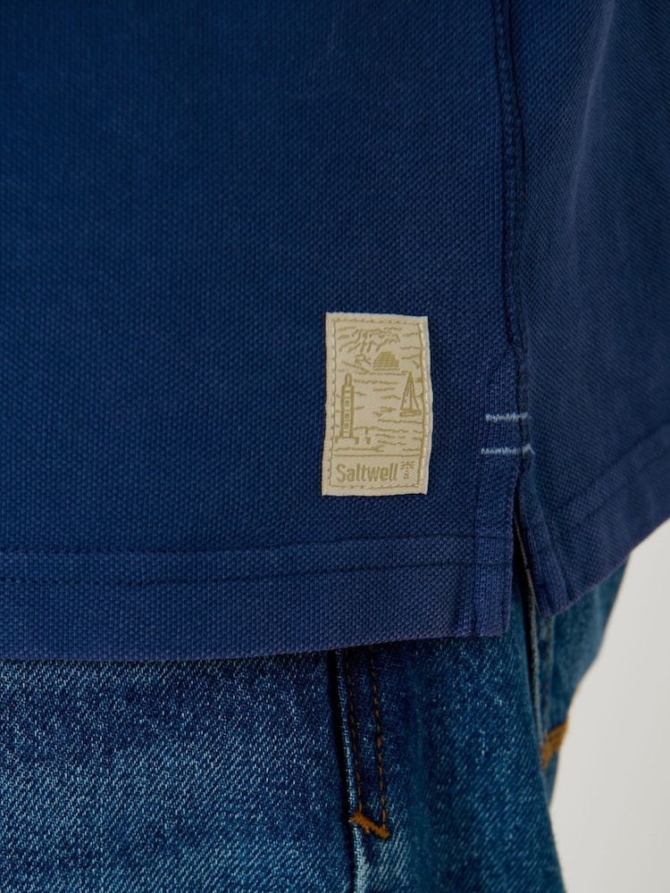 Saltwell Blue Cotton Short Sleeve Polo Shirt - Image 6 of 6
