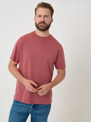 Saltwell Pink Garment Dye Cotton Jersey Crew Neck T-Shirt - Image 1 of 5