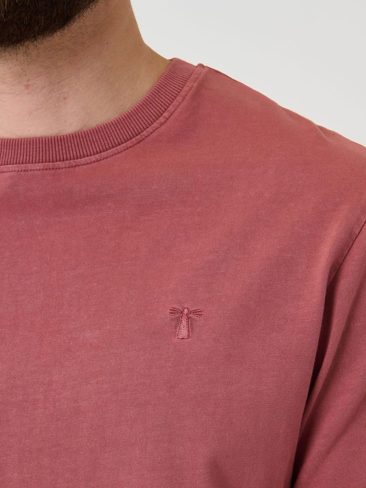 Saltwell Pink Garment Dye Cotton Jersey Crew Neck T-Shirt - Image 5 of 5 Saltwell Pink Garment Dye Cotton Jersey Crew Neck T-Shirt - Image 5 of 5